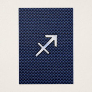 Sagittarius Zodiac Sign on Blue Carbon Fiber Print