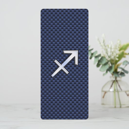 Sagittarius Zodiac Sign on Blue Carbon Fiber Print (Standing Front)
