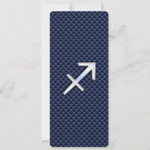 Sagittarius Zodiac Sign on Blue Carbon Fiber Print