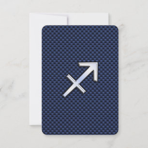 Sagittarius Zodiac Sign on Blue Carbon Fiber Print