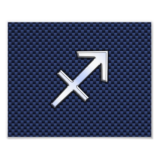 Sagittarius Zodiac Sign on Blue Carbon Fiber Print (Front)