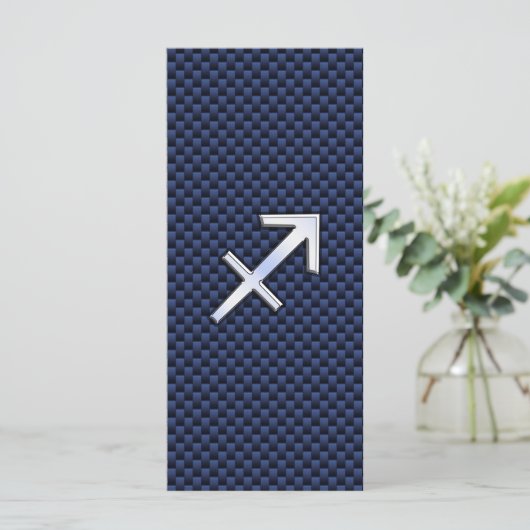 Sagittarius Zodiac Sign on Blue Carbon Fiber Print (Standing Front)