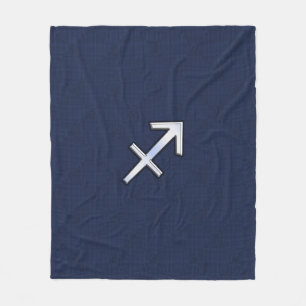 Sagittarius Zodiac Sign on Blue Carbon Fiber Print Fleece Blanket