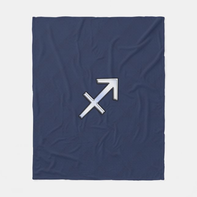 Sagittarius Zodiac Sign on Blue Carbon Fiber Print Fleece Blanket (Front)