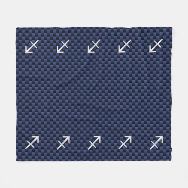 Sagittarius Zodiac Sign on Blue Carbon Fiber Print Fleece Blanket (Front (Horizontal))