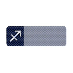 Sagittarius Zodiac Sign on Blue Carbon Fiber Print Label