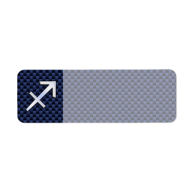 Sagittarius Zodiac Sign on Blue Carbon Fiber Print Label (Front)