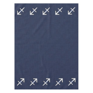 Sagittarius Zodiac Sign on Blue Carbon Fiber Print Tablecloth