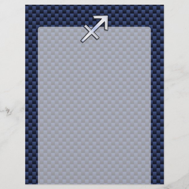 Sagittarius Zodiac Sign on Blue Carbon Fiber Style (Front)