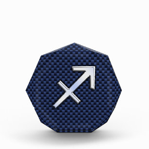 Sagittarius Zodiac Sign on Blue Carbon Fiber Style Award