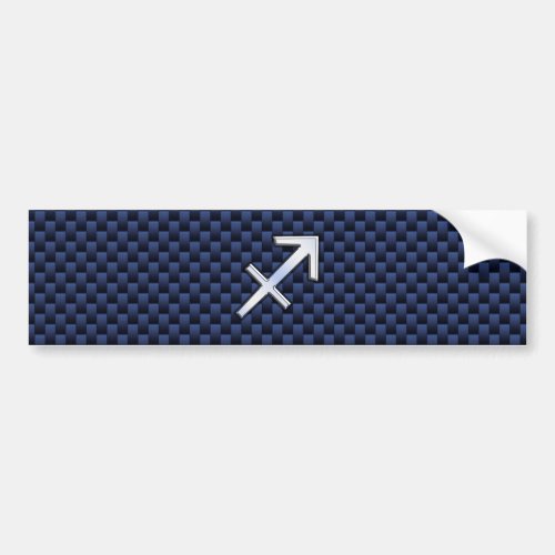 Sagittarius Zodiac Sign on Blue Carbon Fiber Style Bumper Sticker