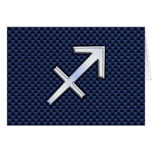 Sagittarius Zodiac Sign on Blue Carbon Fiber Style Cards
