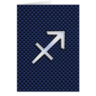 Sagittarius Zodiac Sign on Blue Carbon Fiber Style Cards