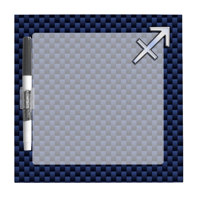 Sagittarius Zodiac Sign on Blue Carbon Fiber Style Dry-Erase Board (Front)