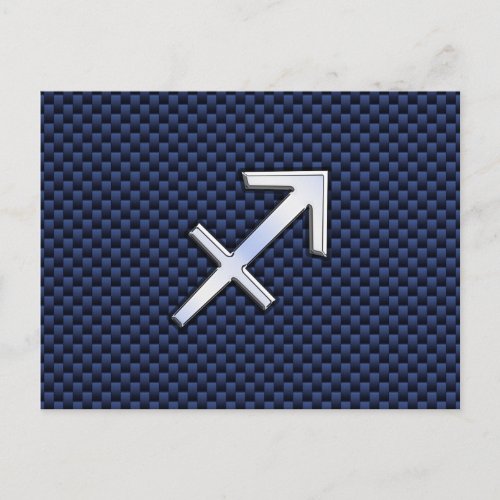 Sagittarius Zodiac Sign on Blue Carbon Fiber Style Postcard