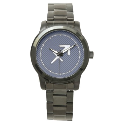 Sagittarius Zodiac Sign on Blue Carbon Fiber Style Watch