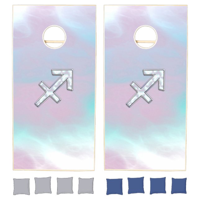 Sagittarius Zodiac Sign on Mother of Pearl Decor Cornhole Set (Set)