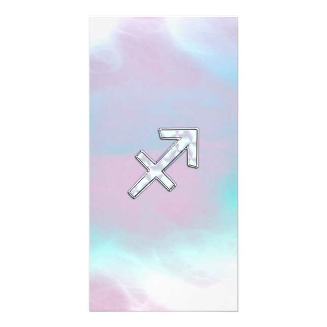 Sagittarius Zodiac Sign on Mother of Pearl Style Card (Front)