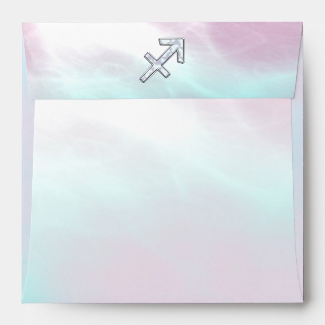 Sagittarius Zodiac Sign on Mother of Pearl Style Envelope (Back (Top Flap))