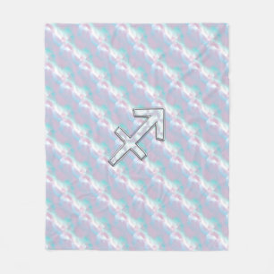 Sagittarius Zodiac Sign on Mother of Pearl Style Fleece Blanket