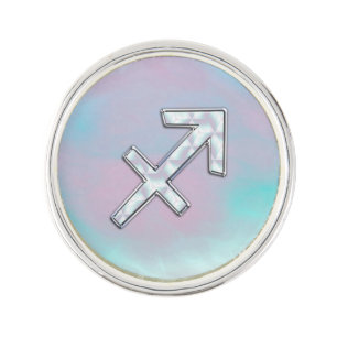 Sagittarius Zodiac Sign on Mother of Pearl Style Lapel Pin