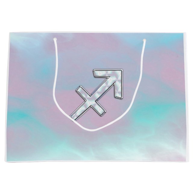 Sagittarius Zodiac Sign on Mother of Pearl Style Large Gift Bag (Front)