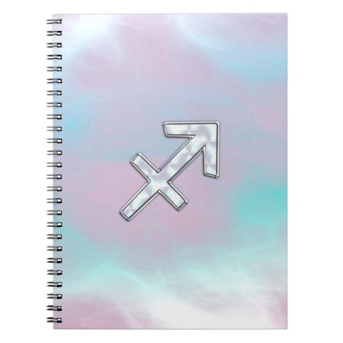 Sagittarius Zodiac Sign on Mother of Pearl Style Notebook
