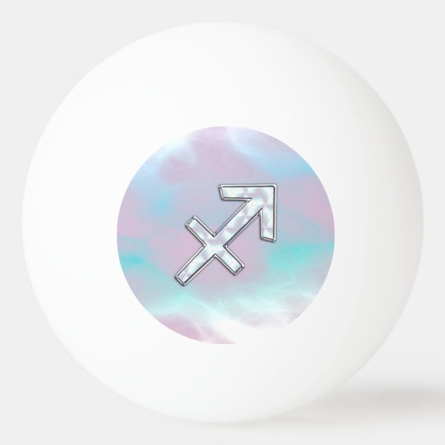 Sagittarius Zodiac Sign on Mother of Pearl Style Ping-Pong Ball (Front)