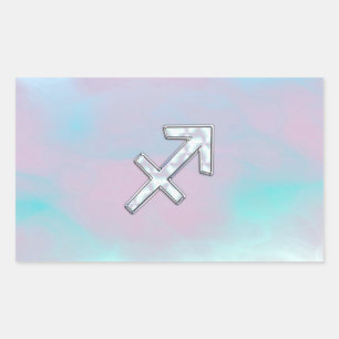 Sagittarius Zodiac Sign on Mother of Pearl Style Rectangular Sticker