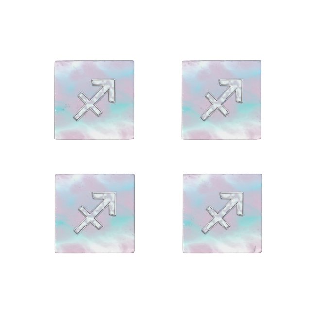 Sagittarius Zodiac Sign on Mother of Pearl Style Stone Magnet (Front)