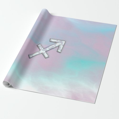 Sagittarius Zodiac Sign on Mother of Pearl Style Wrapping Paper