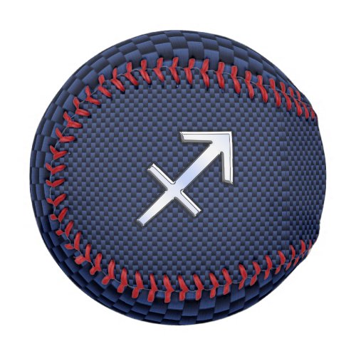 Sagittarius Zodiac Sign on Navy Carbon Fiber Print Baseball