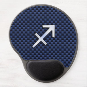 Sagittarius Zodiac Sign on Navy Carbon Fiber Print Gel Mouse Pad