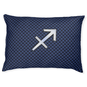 Sagittarius Zodiac Sign on Navy Carbon Fiber Print Pet Bed