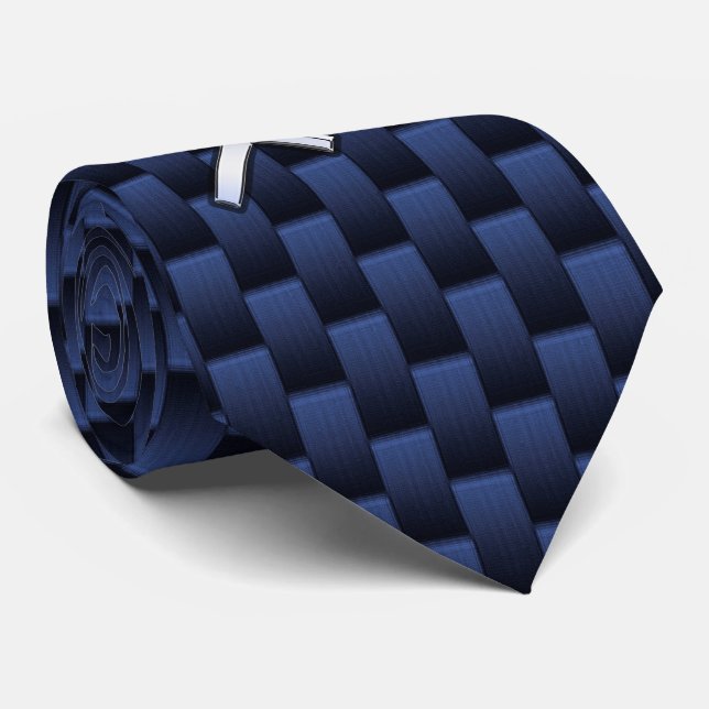 Sagittarius Zodiac Sign on Navy Carbon Fiber Print Tie (Rolled)