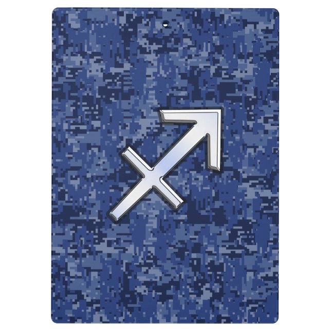 Sagittarius Zodiac Sign on Navy Digital Camo Clipboard (Back)