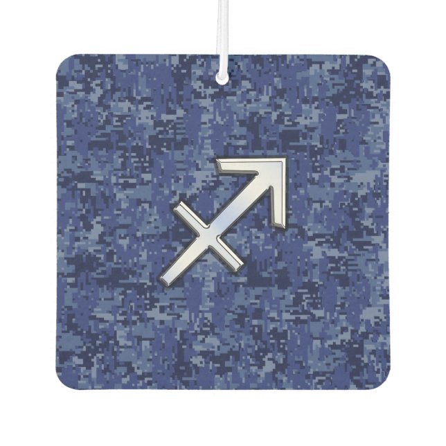 Sagittarius Zodiac Sign on Navy Digital Camouflage Air Freshener (Front)