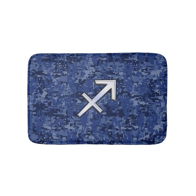 Sagittarius Zodiac Sign on Navy Digital Camouflage Bathroom Mat (Front)