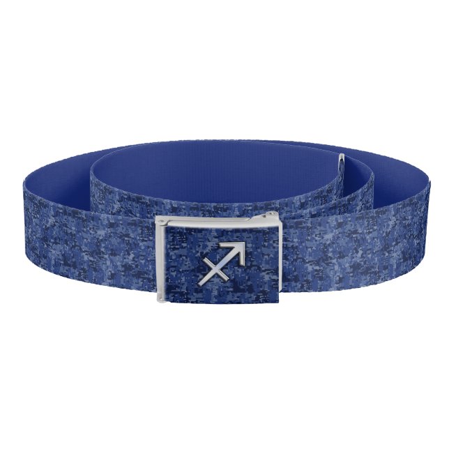 Sagittarius Zodiac Sign on Navy Digital Camouflage Belt (Coil)