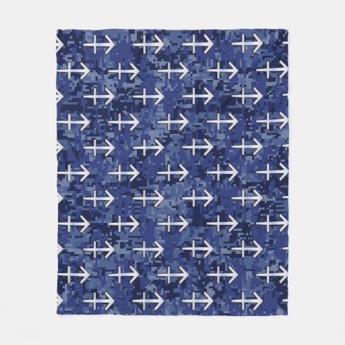 Sagittarius Zodiac Sign on Navy Digital Camouflage Fleece Blanket