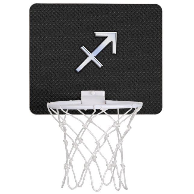 Sagittarius Zodiac Sign on Snake Skin Style Mini Basketball Hoop (Front)