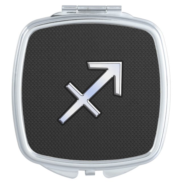 Sagittarius Zodiac Sign on Snake Skin Style Mirror For Makeup (Front)