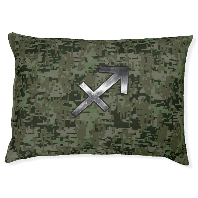 Sagittarius Zodiac Sign on Woodland Camouflage Pet Bed (Front)