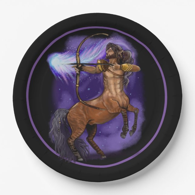 Sagittarius Zodiac Sign Paper Plates (Front)