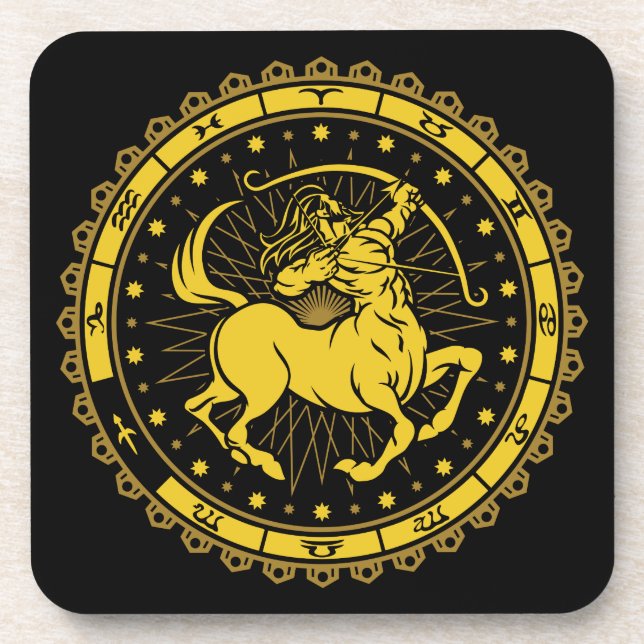 Sagittarius - Zodiac Sign - Symbol - Horoscope Beverage Coaster (Front)