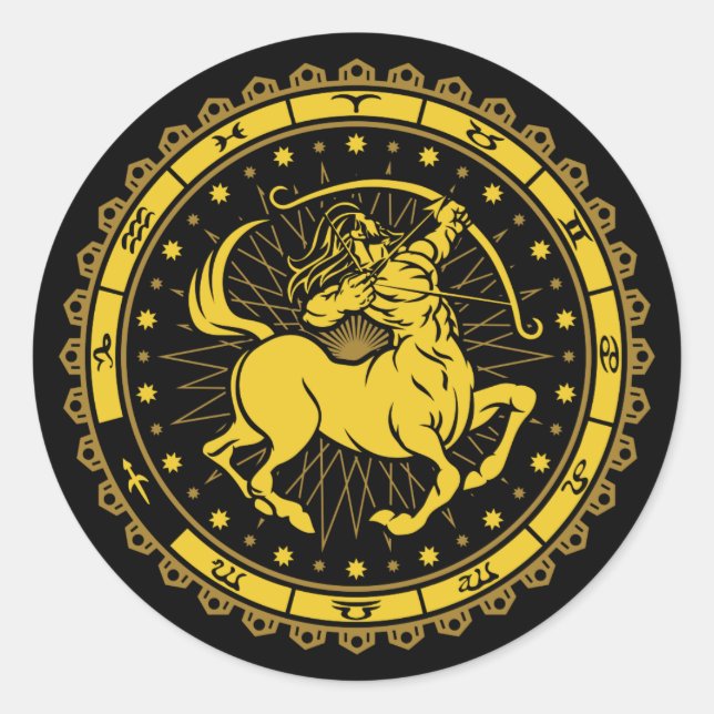Sagittarius - Zodiac Sign - Symbol - Horoscope Classic Round Sticker (Front)