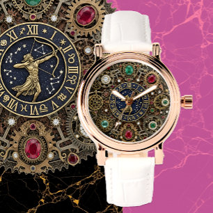 Sagittarius zodiac sign watch, Steampunk, gems Watch