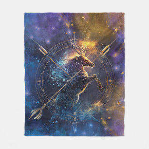 Sagittarius Zodiac Sign Watercolor Design Fleece Blanket