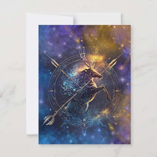 Sagittarius Zodiac Sign Watercolor Design Note Card (Front)