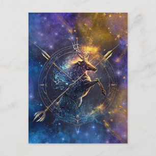 Sagittarius Zodiac Sign Watercolor Design Postcard